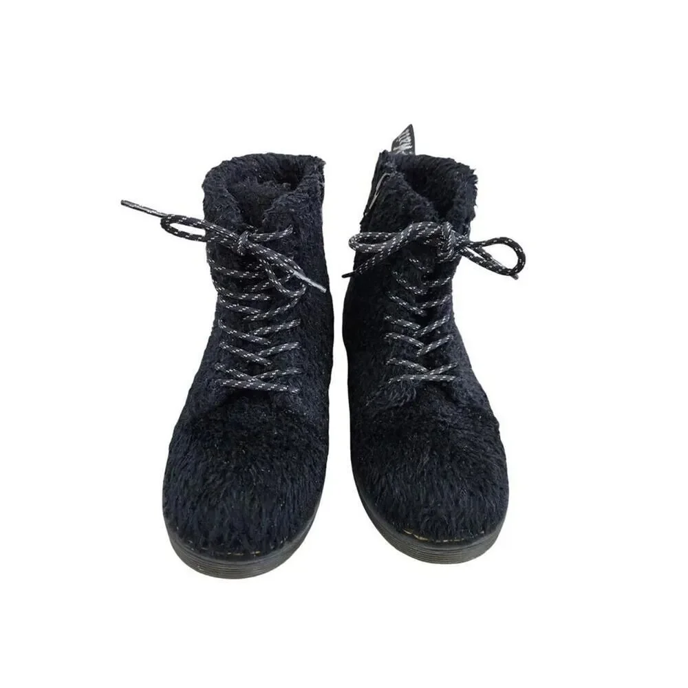 Dr. Martens Pascal Fuzzy Faux Fur Combat Boots Black Girls Size 2